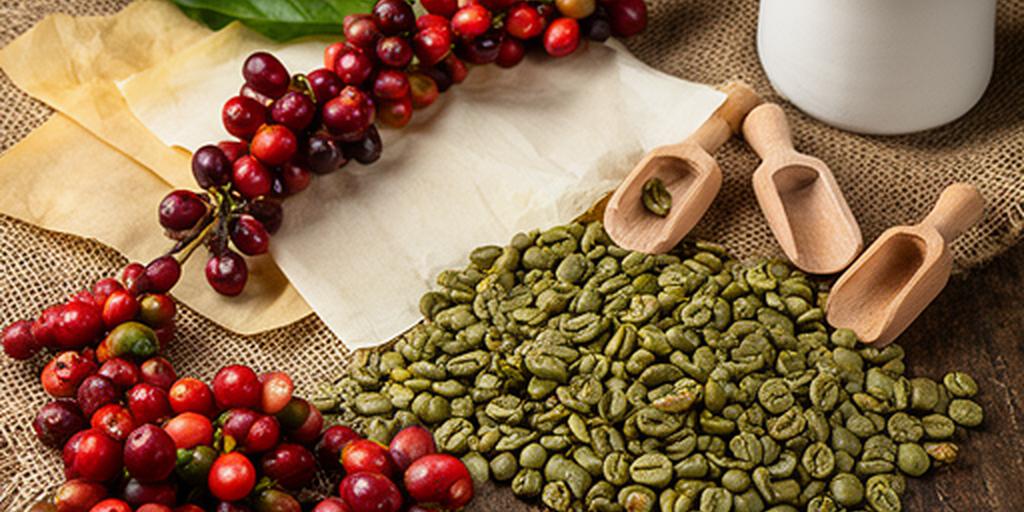 Coffee cherries and green beans arranged on a wooden table for sourcing review