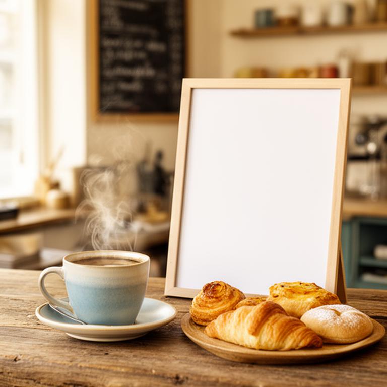 Handwritten specials board beside fresh coffee and pastries in a welcoming Salford coffee shop